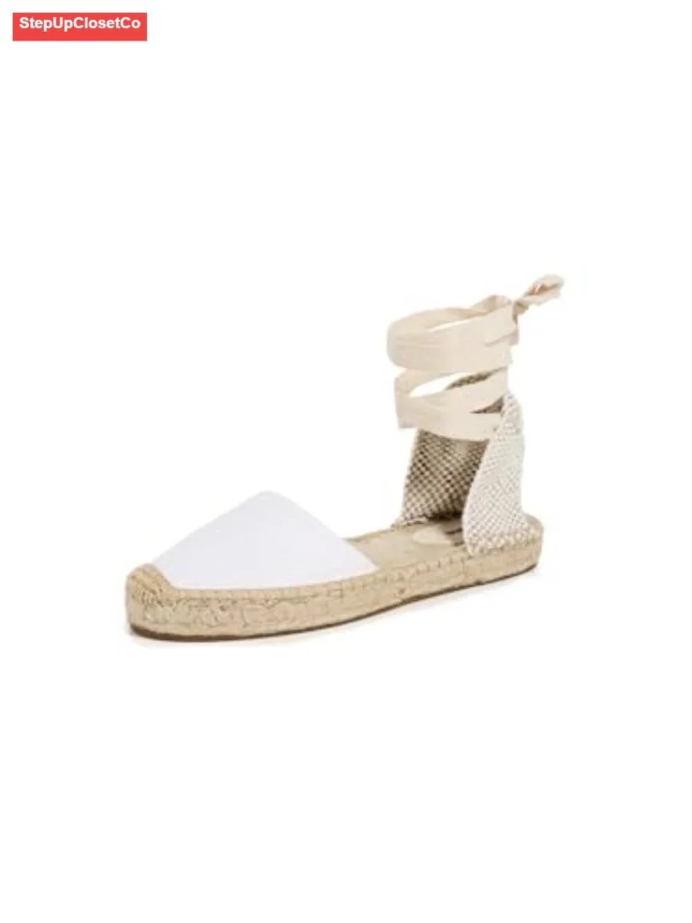 Platform Wedge Espadrilles with Wraparound Ankle Strap Linen Jute